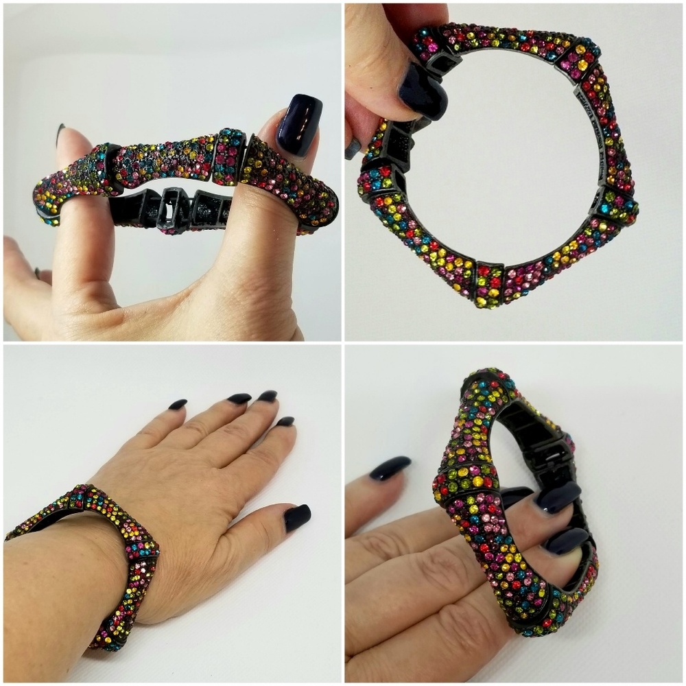 LIKE NEW Multi Color Rhinestone Stretch Bracelet - Picture 4 of 8